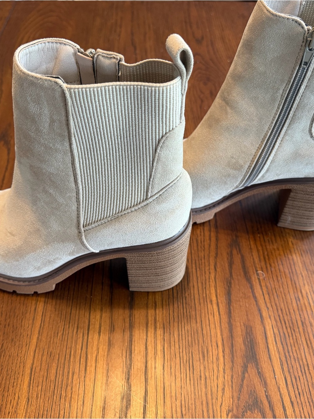 Altar'd State Cream faux Suede Block Heel Ankle Boots